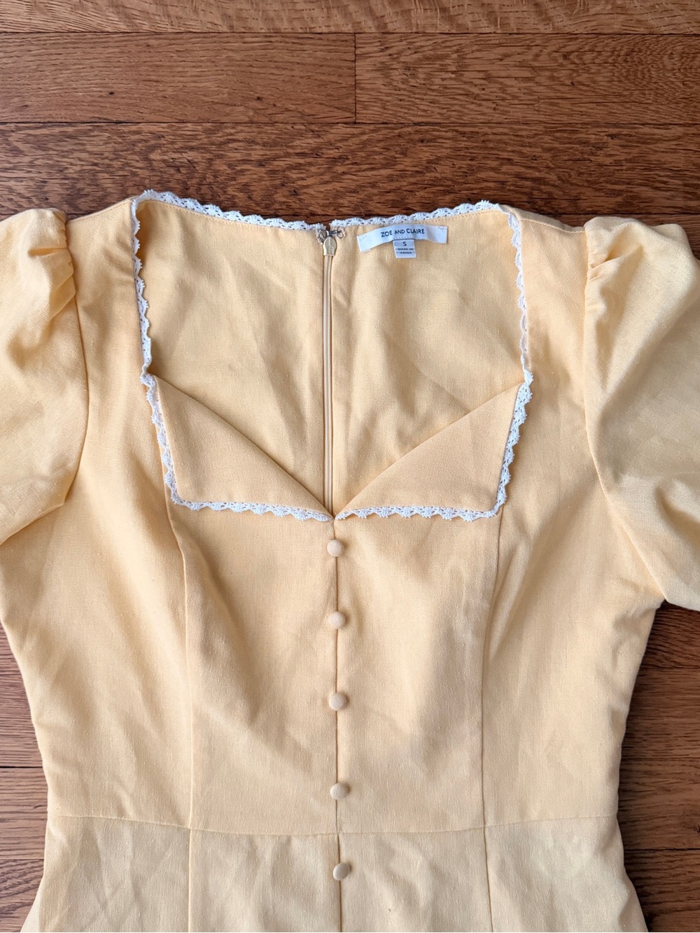 Yellow Button-Front Floral Hem Dress - Picture 3 of 7
